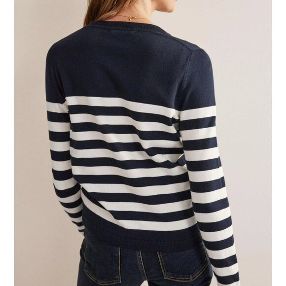 Boden Catriona Stripe Sweater Women’s XL Cotton Blend Navy Coastal Boat Sea - Picture 2 of 10